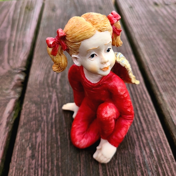 S. Lordi Susan Lordi Ceramic Red Pajama Pigtail Girl Angel Figurine 4" - Picture 6 of 11